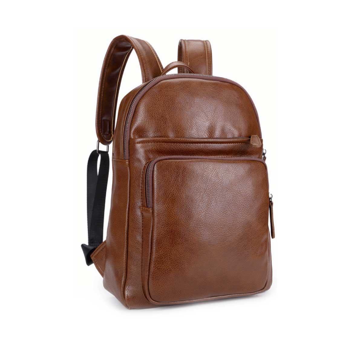 vegan brown leather backpack